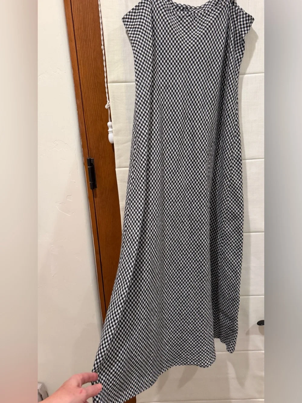 J. Crew Black & White Gingham Maxi Slip Dress